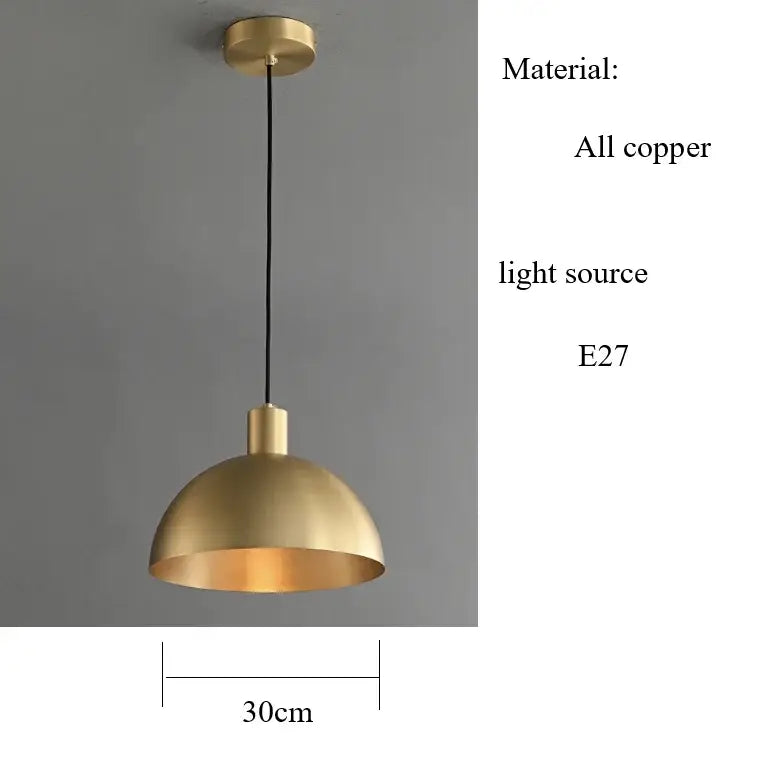 A sleek all-copper dome pendant light with e27 socket in decorbites copper chandelier brushed gold kitchen pendant light