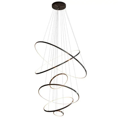 DecorBites™ Copper Circle Chandelier: Modern Minimalist Luxury for Living Room, Restaurant, Villa Staircase