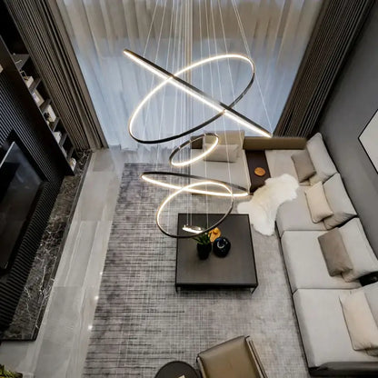 DecorBites™ Copper Circle Chandelier: Modern Minimalist Luxury for Living Room, Restaurant, Villa Staircase