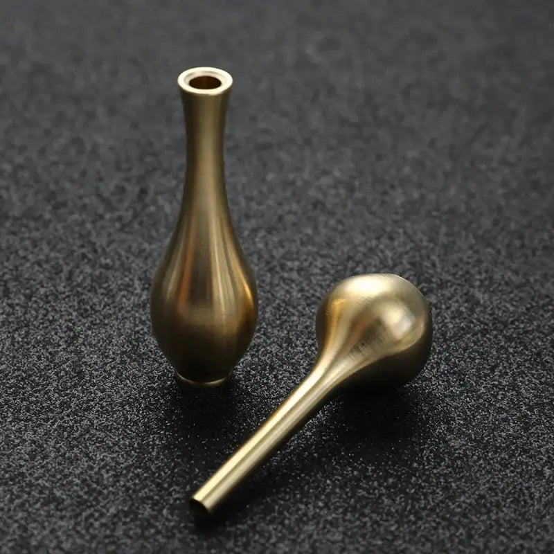 Decorbites™ copper gold tall vase with brass-colored sleek polished metal vial and dropper set for home decor