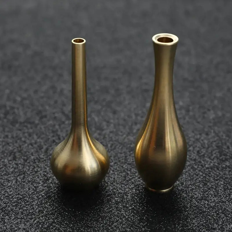 Two elegant brass decorbites™ copper gold tall vases with slender necks for sophisticated home decor accents