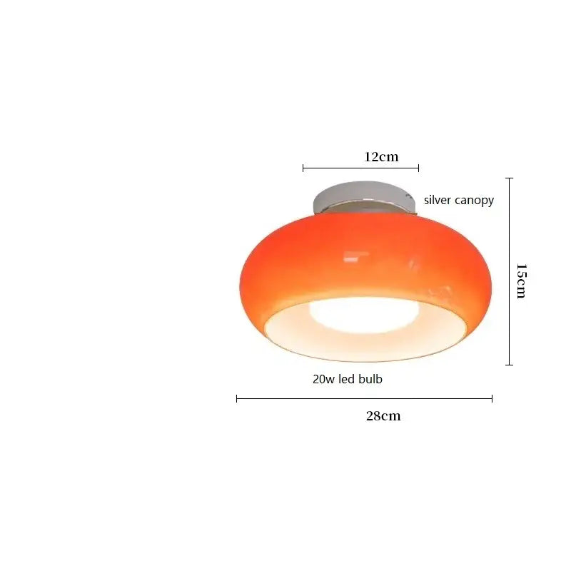 DecorBites™ copper pendant light with orange frosted glass dome, silver canopy, and 20w led bulb