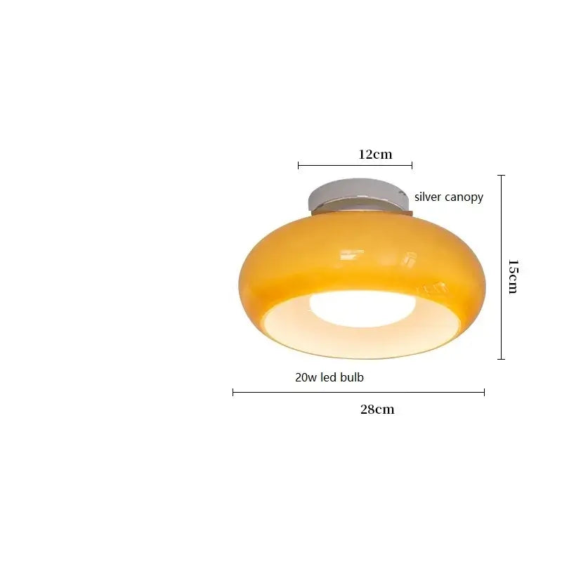 Decorbites copper pendant light featuring a sleek amber glass shade with silver canopy and 20w led bulb