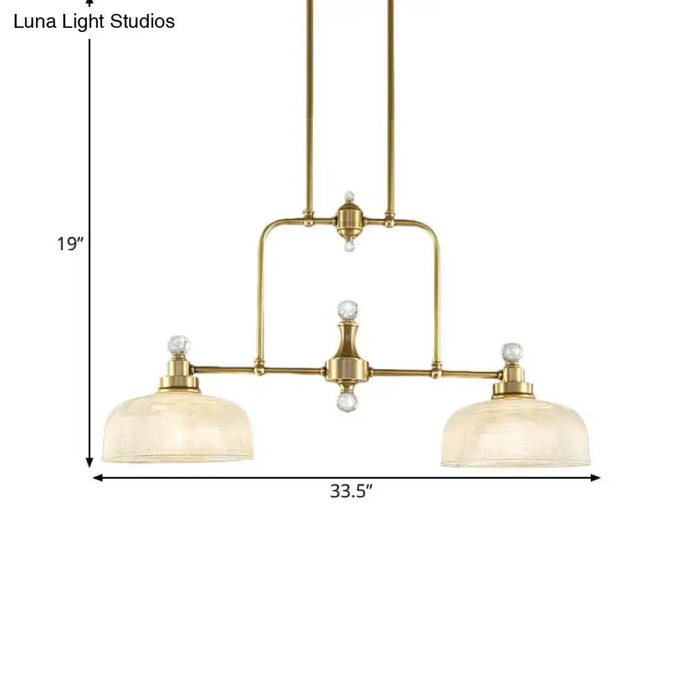 Decorbites country style gold island pendant light kit with brass finish, clear prismatic glass, and crystal accents