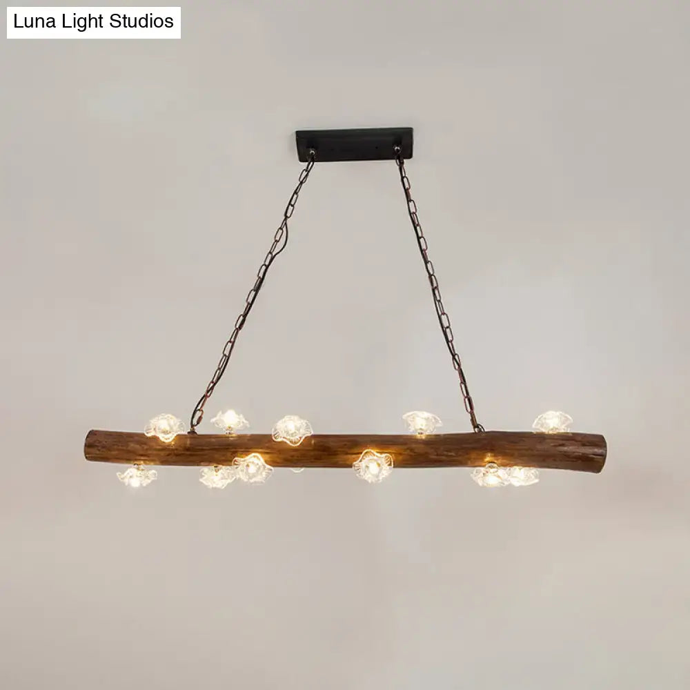Decorbites country style mushroom chandelier indoor pendant with rustic wooden logs and warm glass globe bulbs