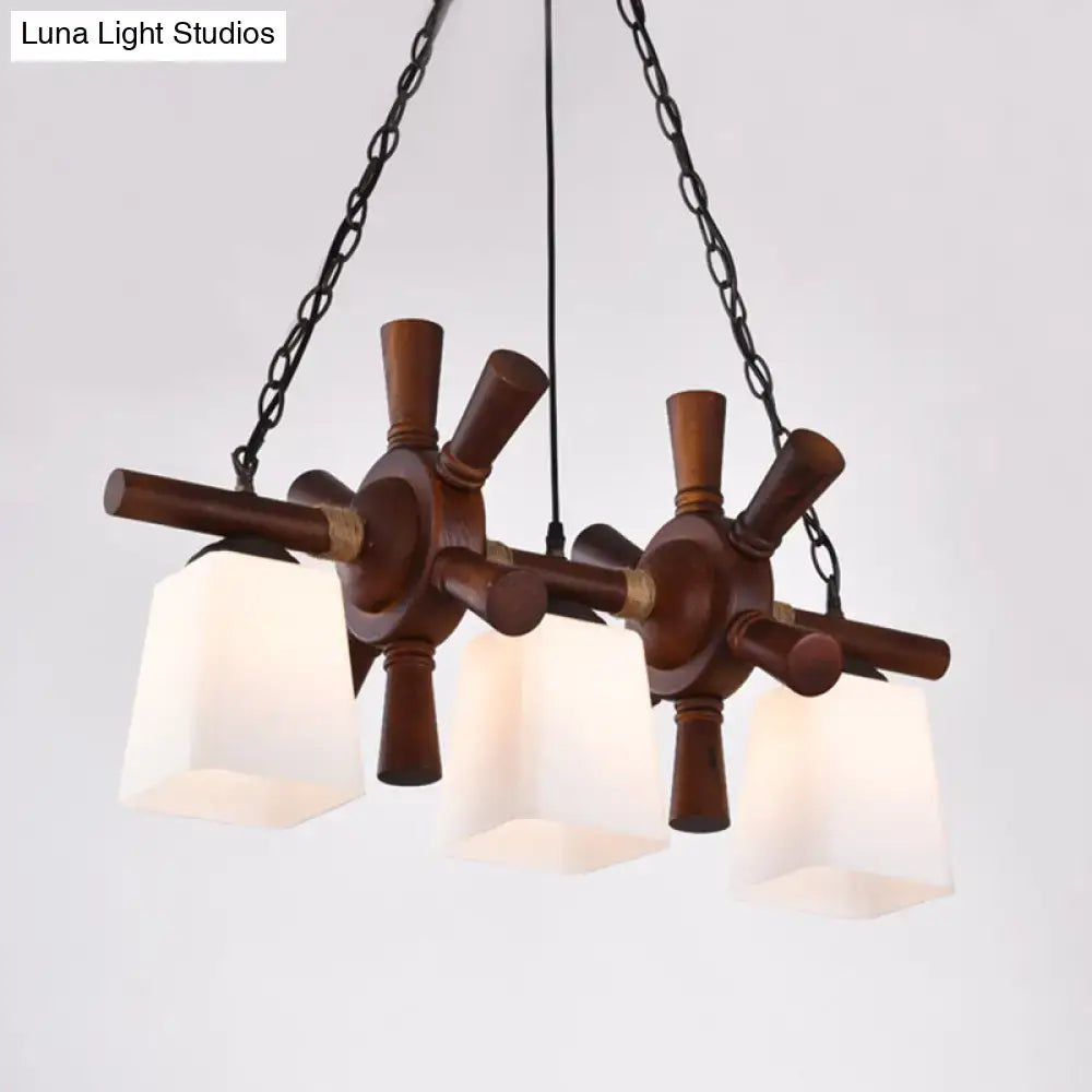 Decorbites countryside island pendant light with wooden rudder, e26 e27 bulbs, frosted glass shades, and black chains