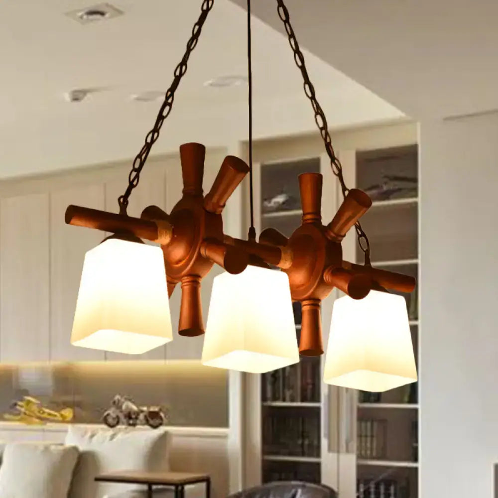 Decorbites™ countryside island pendant light with wooden rudder deco e26 e27 light type features warm wood and white frosted glass