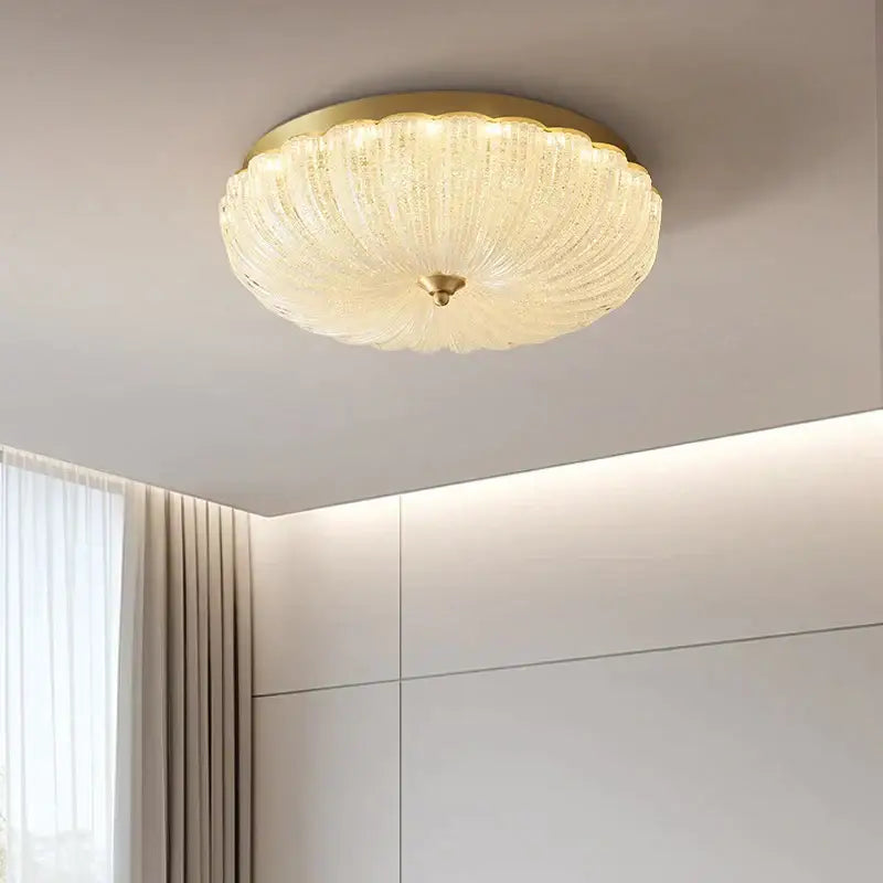 Decorbites cream air cream air ceiling lamp with a gold ribbed glass frosted round ceiling lamp for bedroom lighting