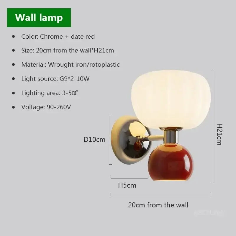 Chrome and date red wall lamp with frosted glass globe shade from decorbites cream breeze pumpkin sconce bedroom light