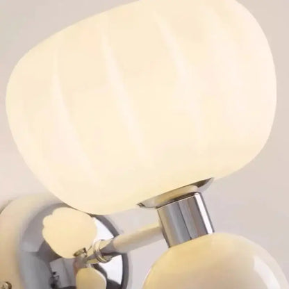 Decorbites cream breeze frosted glass pumpkin wall sconce with cream ribbed glass lampshade and chrome base