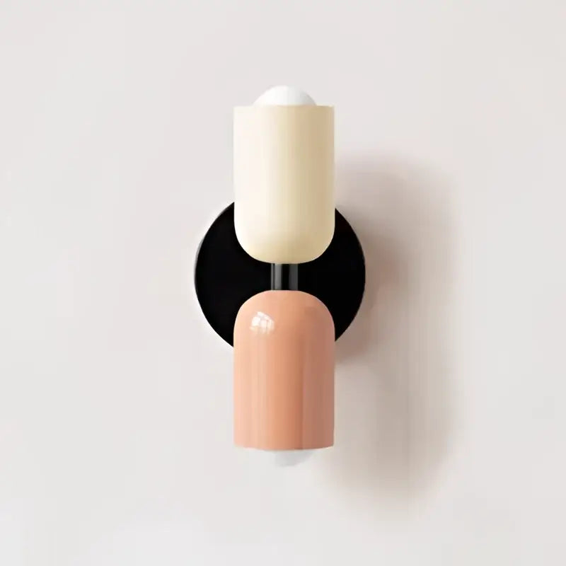 Cream and terracotta ceramic sconce with black base for decorbites cream double head wall lamp bedroom use