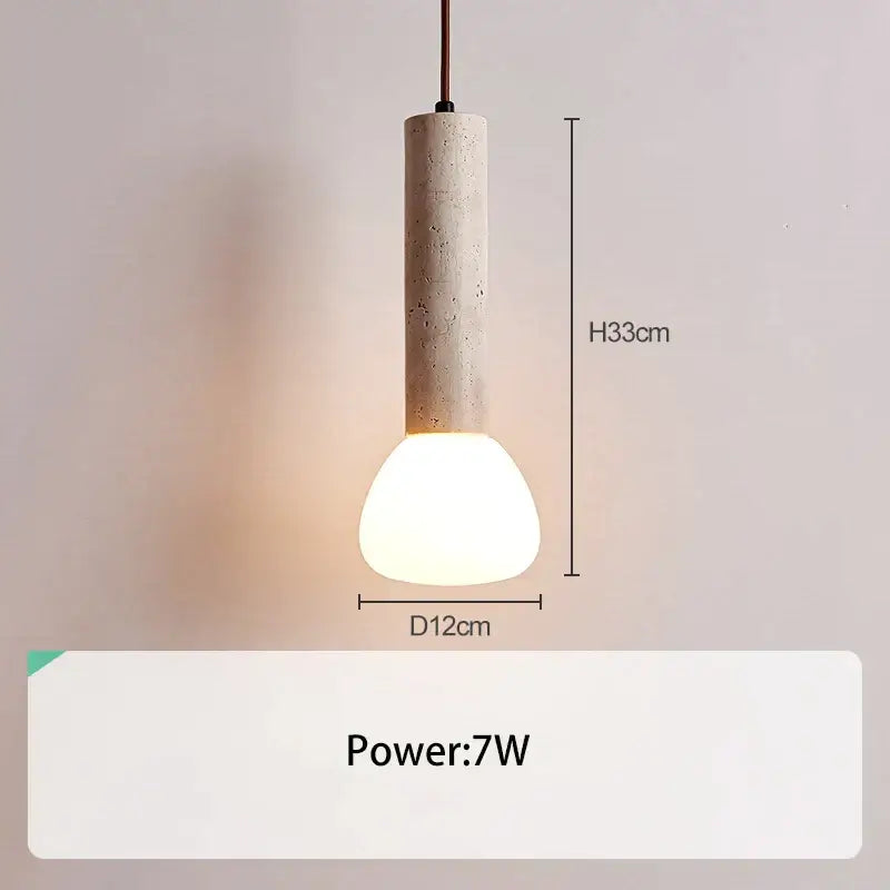 Minimalist decorbites cream style concrete pendant lamp with matte beige cylindrical body and frosted glass bulb