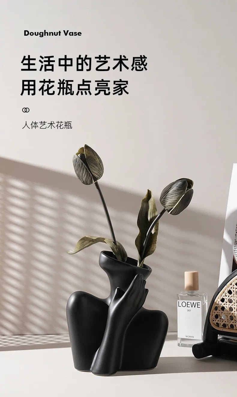 Creative Ceramic Human Vase for Home Decor - Vase
