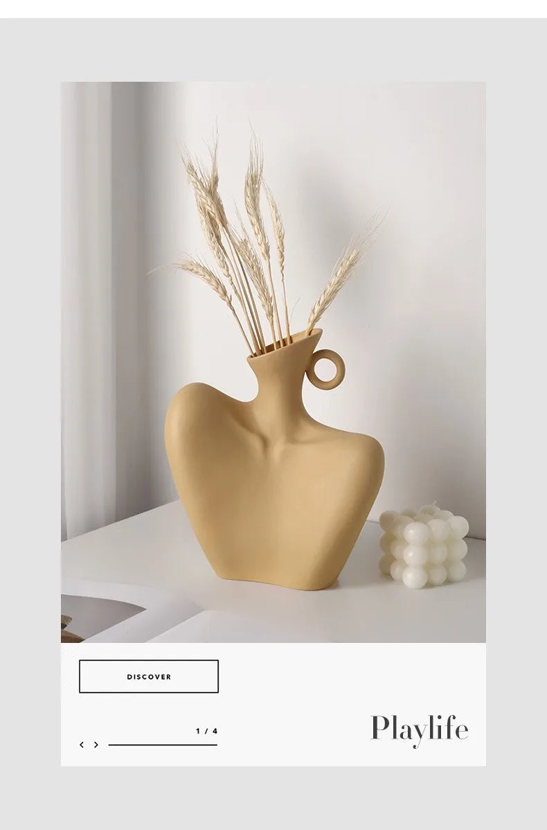 Creative Ceramic Human Vase for Home Decor - Vase