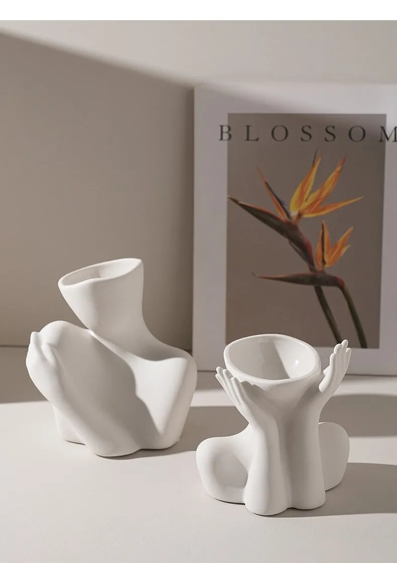 Creative Ceramic Human Vase for Home Decor - Vase