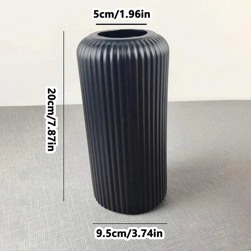 Creative Striped Plastic Flower Vase - Black - Vase