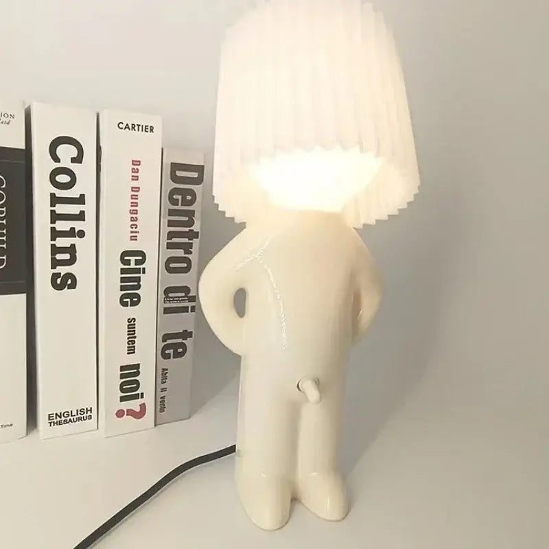 Decorbites™ creative table lamp white ceramic stylized human figure with illuminated pleated shade for bedside use