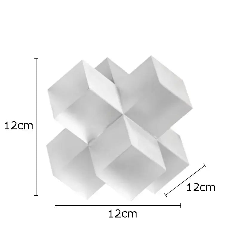 White geometric cube sculpture 12cm decorbites cross crystal black geometric interlocking living room decor