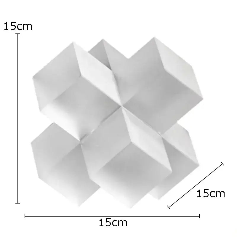White geometric paper sculpture 15cm cube featuring decorbites cross crystal design for living room decor