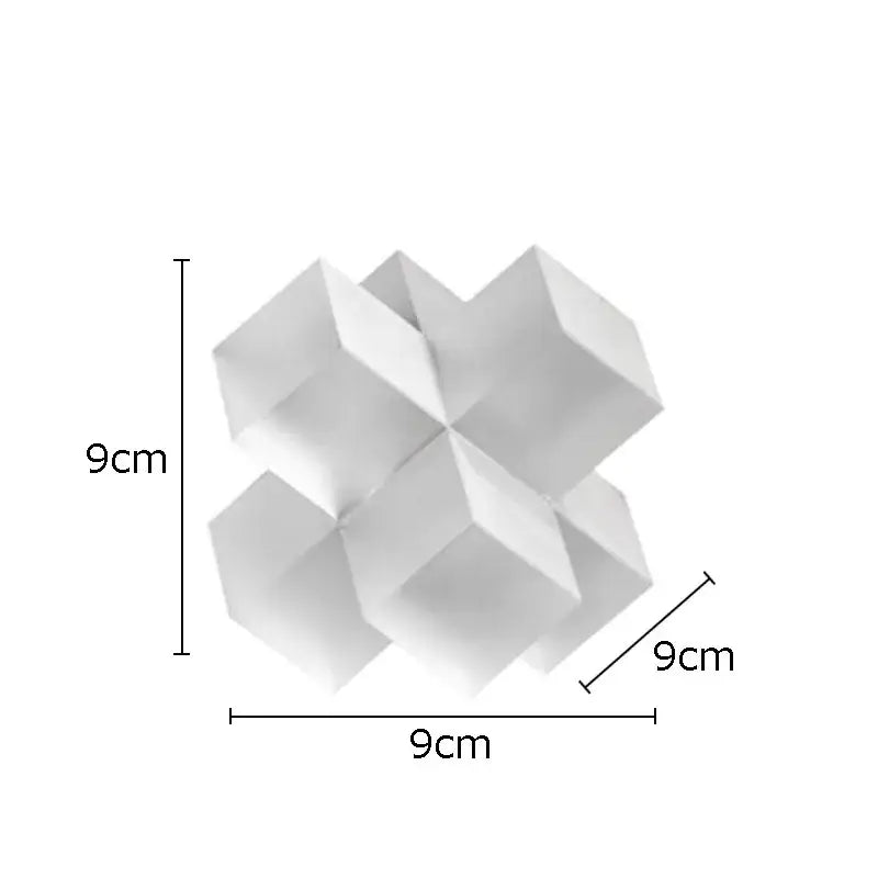 White geometric cube sculpture 9cm x 9cm x 9cm in decorbites cross crystal black geometric interlocking living room decor
