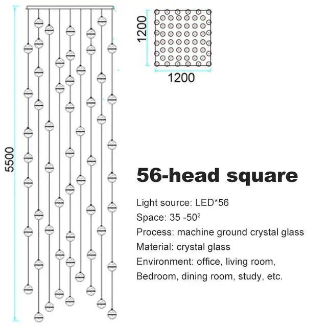 A decorbites crystal ball chandelier with 56 machine-ground crystal glass heads and modern led dining room pendant light