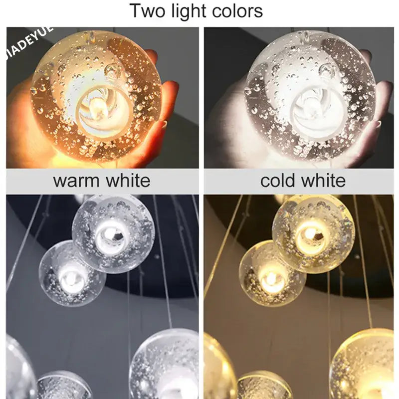 Clear glass globe pendant lights with bubbles and spiral design in warm or cold white by decorbites crystal ball chandelier