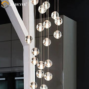 Decorbites crystal ball chandelier clear glass sphere pendant with embedded led lights for dining room lighting