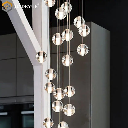 Decorbites crystal ball chandelier clear glass sphere pendant with embedded led lights for dining room lighting