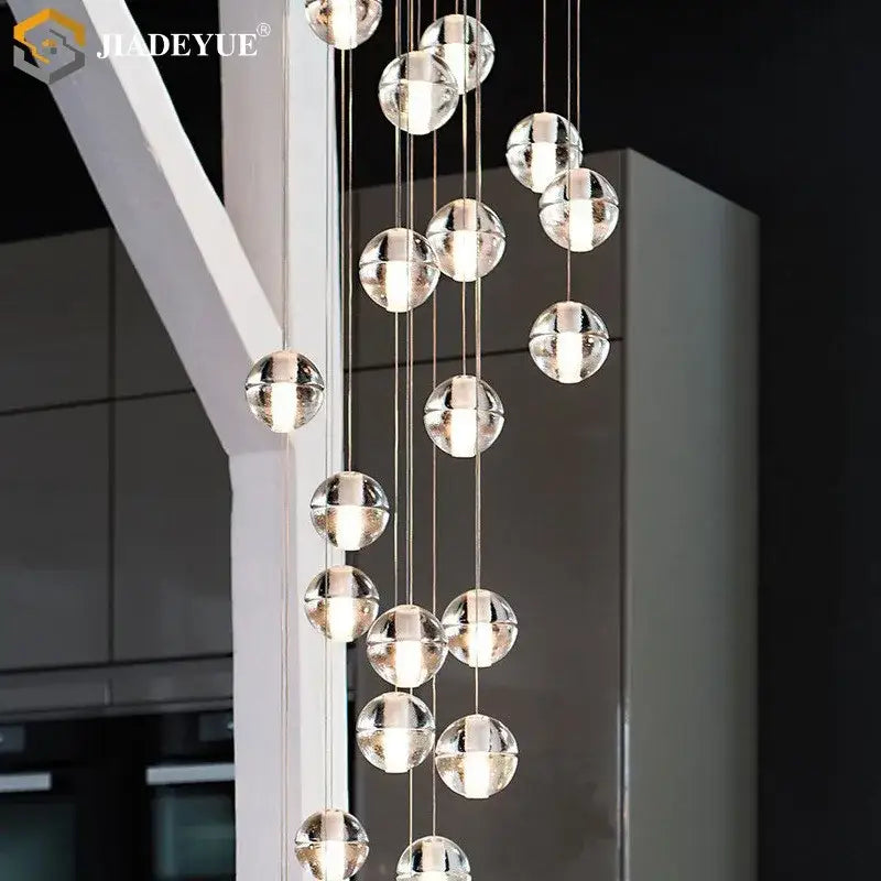 Decorbites crystal ball chandelier clear glass sphere pendant with embedded led lights for dining room lighting
