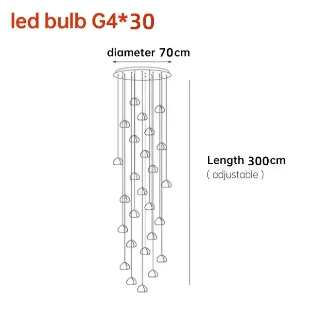 A decorbites crystal ball chandelier with 30 g4 led bulbs in a cascading design for dining room lighting