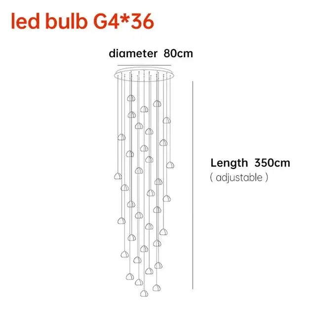 A modern adjustable led decorbites crystal ball chandelier with 36 g4 bulbs in cascading design for dining room