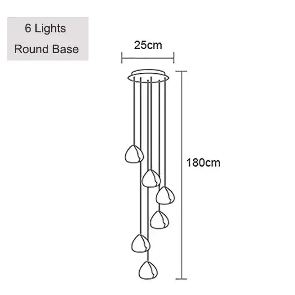 Decorbites crystal ball chandelier 180cm tall with six teardrop glass lights for dining room staircase pendant light