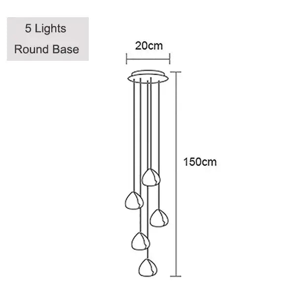 Modern minimalist decorbites crystal ball chandelier with five teardrop glass shades for dining room staircase lighting