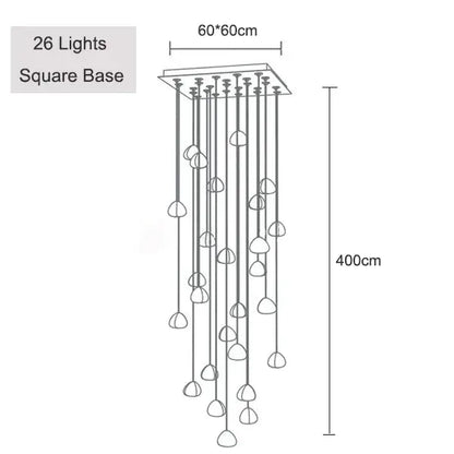 Modern minimalist decorbites crystal ball chandelier with 26 frosted glass teardrop lights for dining room staircase