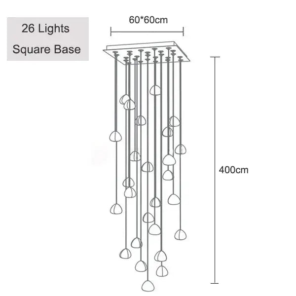 Modern minimalist decorbites crystal ball chandelier with 26 frosted glass teardrop lights for dining room staircase