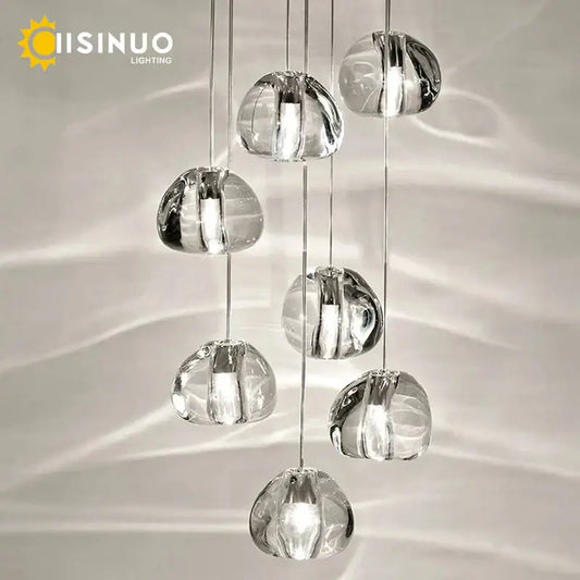 Decorbites crystal ball chandelier features clear faceted crystal globe pendant lights for dining room staircase