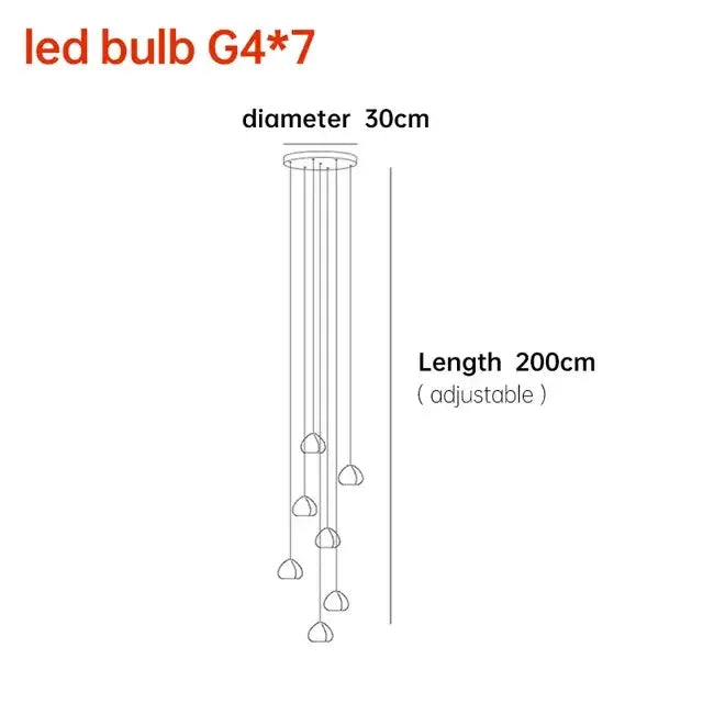 Adjustable 30cm diameter decorbites crystal ball chandelier with seven hanging spherical bulbs for dining room lighting