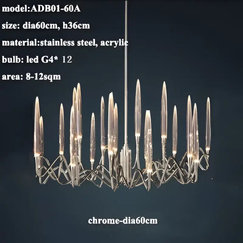 Modern chrome finished decorbites crystal branch chandelier with 12 led bulbs and acrylic candle arms for dining room lighting