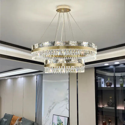 A two-tiered decorbites crystal butterfly living gold chandelier with clear crystals for butterfly living room luxury