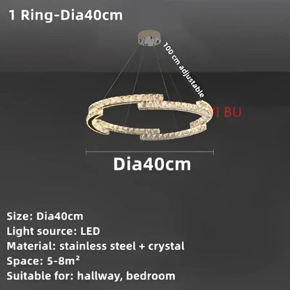 Decorbites crystal ceiling modern stainless steel led chandelier with circular frame and crystal accents for indoor use