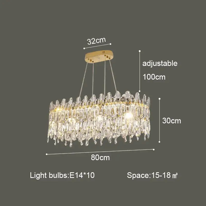 DecorBites crystal ceiling chandelier with gold ceiling mount and clear glass prisms for luxurious indoor lighting