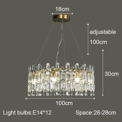 DecorBites crystal ceiling chandelier with gold metal frame and clear crystals for elegant living room lighting