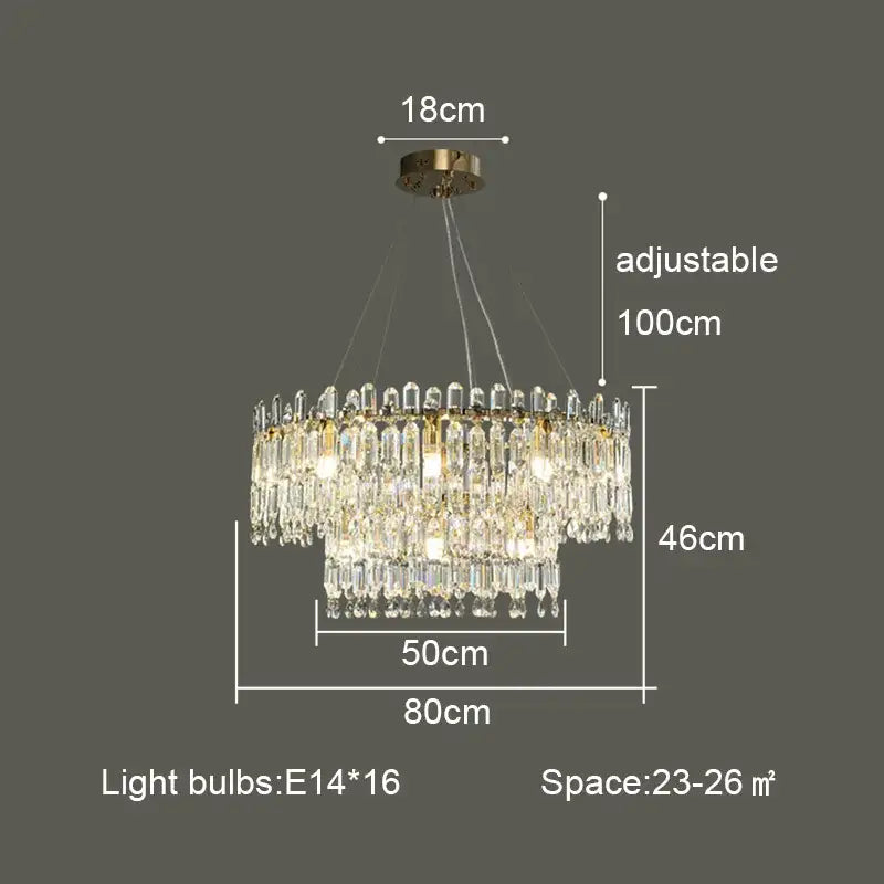 A decorbites crystal ceiling chandelier with a gold metal frame and cascading clear glass prisms for luxury indoor lighting