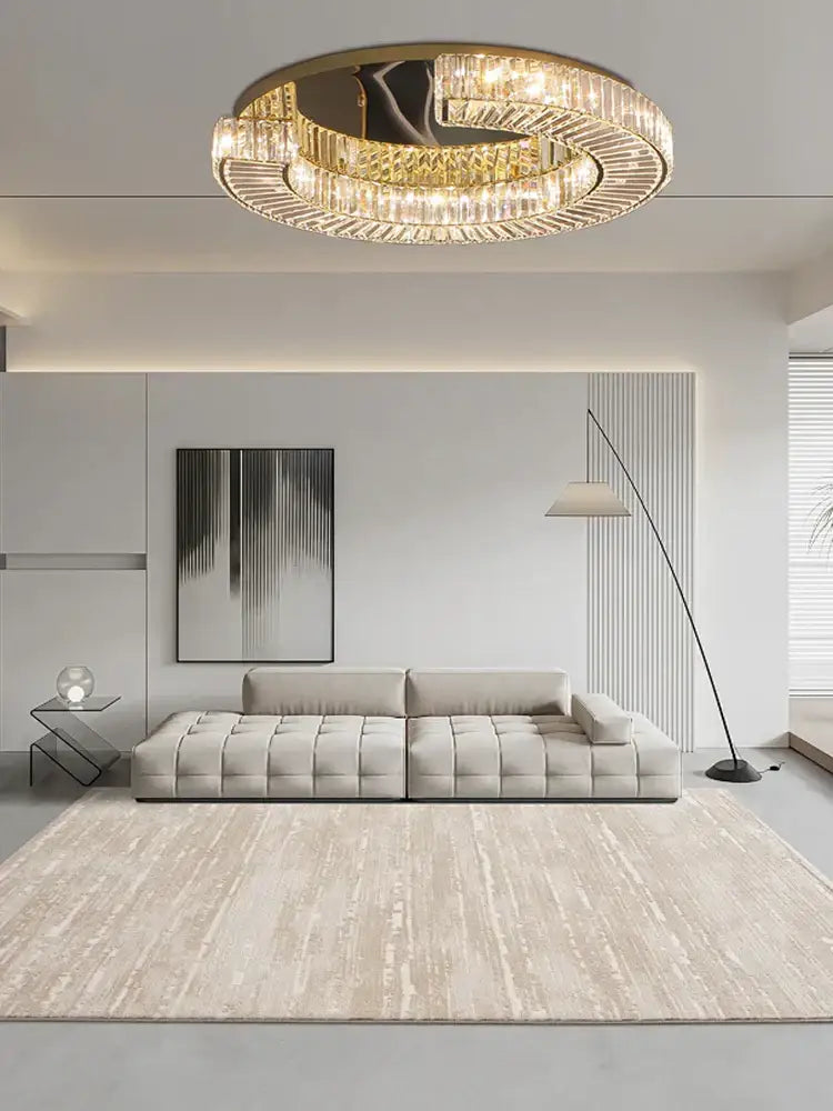 DecorBites crystal ceiling lamp with circular gold-toned frame and faceted glass crystals for luxury decor