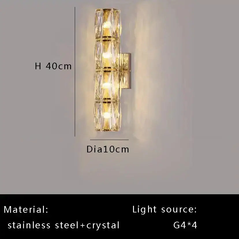 A modern decorbites crystal ceiling lamp with stacked faceted crystals in stainless steel for living room and bedroom
