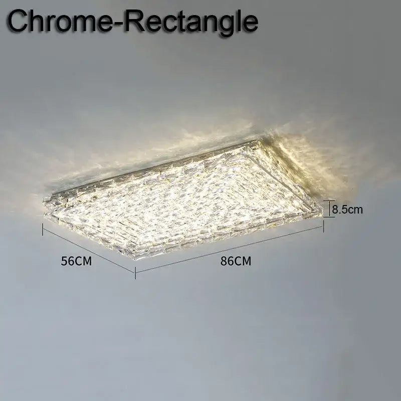 DecorBites crystal ceiling lamp with chrome finish and intricate crystal design emitting warm white light for indoor use