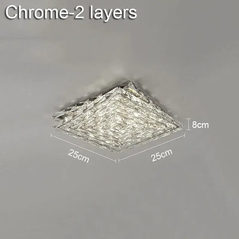 Decorbites crystal ceiling lamp two-layered chrome ceiling lamp with textured geometric design for indoor use