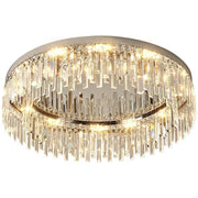 Decorbites crystal ceiling lamp modern circular ceiling lamp with clear crystal prisms and warm led lighting