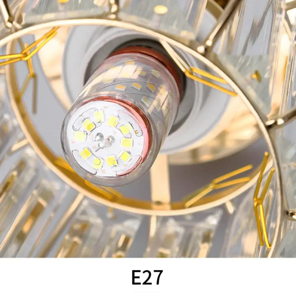 Clear glass led bulb with gold-toned e27 base and visible smd leds for DecorBites crystal ceiling lamp