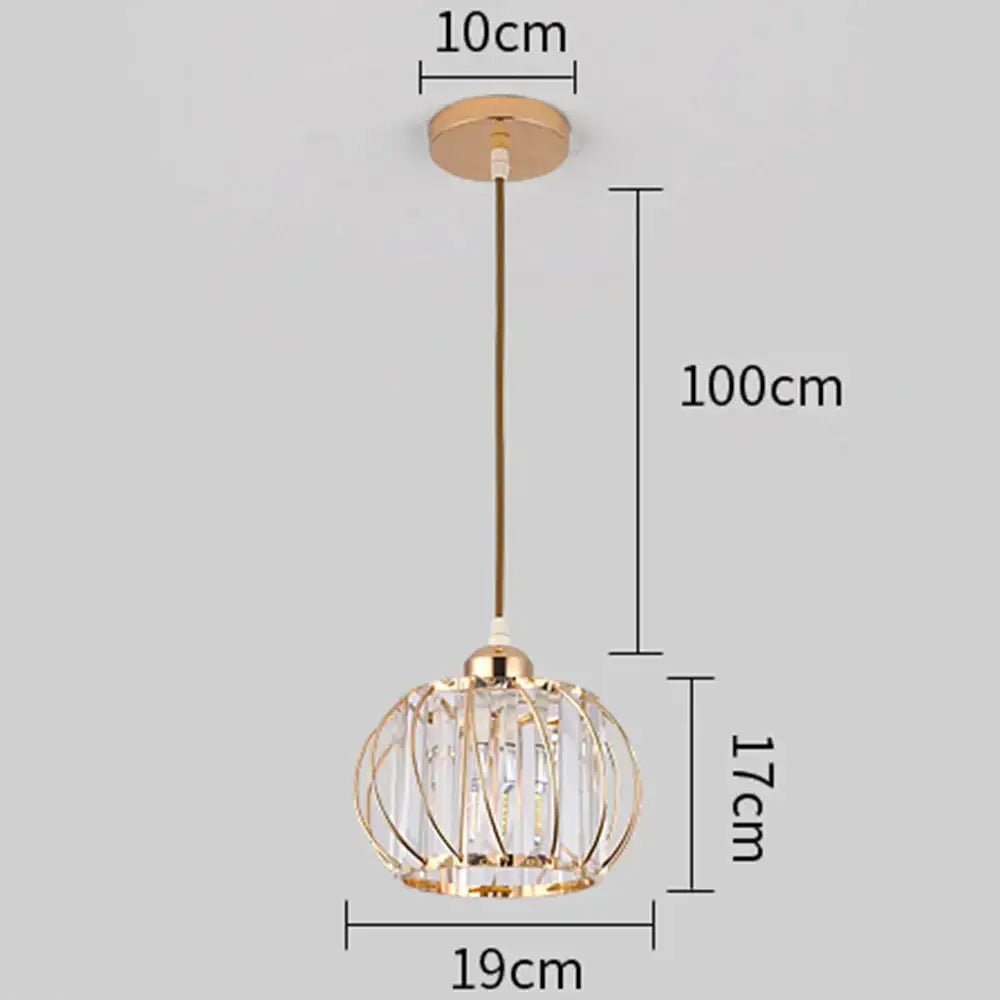 Gold-toned cage-style decorbites crystal ceiling lamp with clear crystal accents and 100cm hanging length for elegant decor